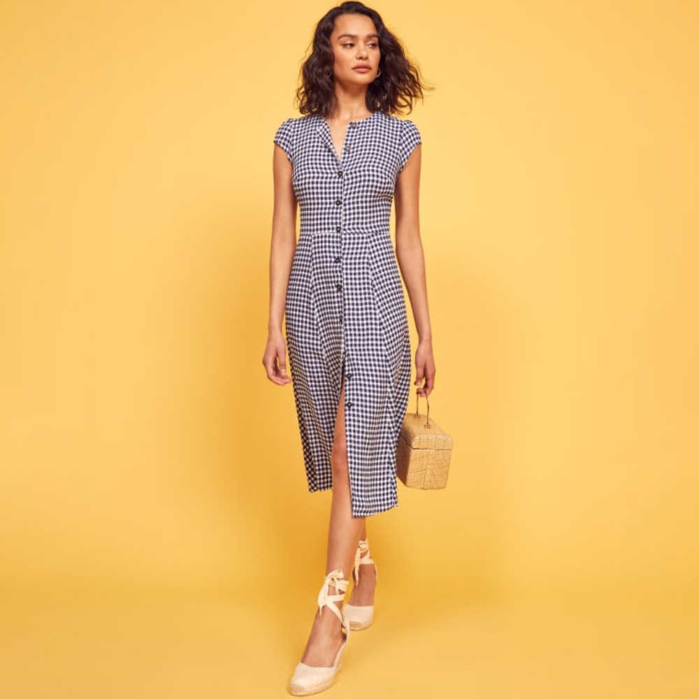 Reformation Fauna Front Button Midi Shirt Dress 2